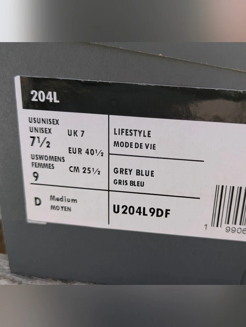 NICE New Balance 204L Grey/Blue M7.5/W9